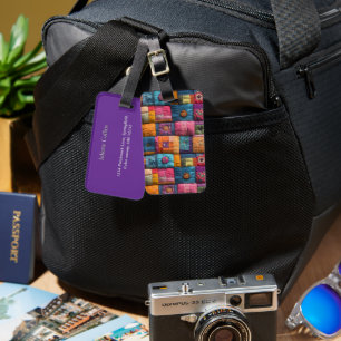 Whimsical Patchwork Quilt Pattern: Colorful Design Luggage Tag