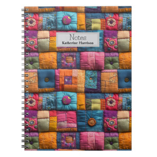 Whimsical Patchwork Quilt Pattern: Colorful Design Notebook