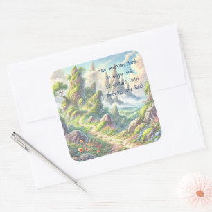 Whimsical Path & Quote Square Sticker