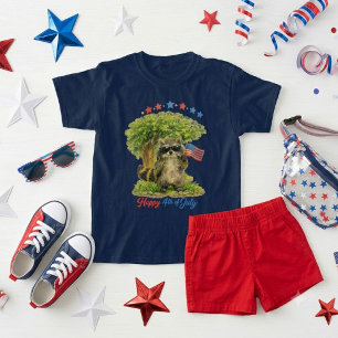 Whimsical Patriotic Racoon 4th of July Animal T- T-Shirt