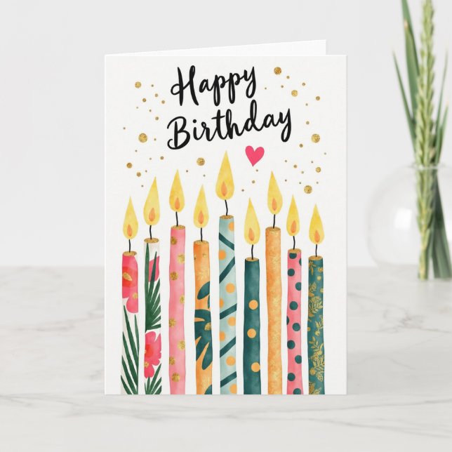 Whimsical Pattern Birthday Card (Front)