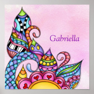 Whimsical Patterns Shapes and Swirls Poster