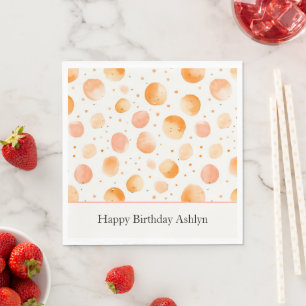 Whimsical Peach Dots Birthday Napkin