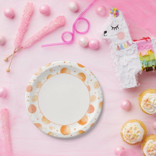 Whimsical Peach Dots Birthday Paper Plate