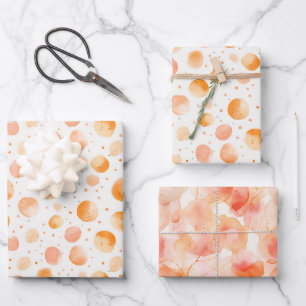 Whimsical Peach Dots Birthday Wrapping Paper Sheet