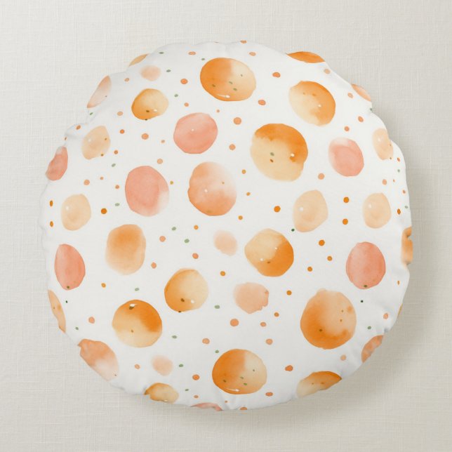 Whimsical Peach Dots   Round Cushion (Front)