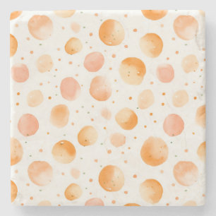 Whimsical Peach Dots Stone Coaster