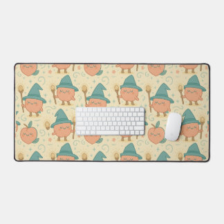 Whimsical Peach Fantasy Fabric  Desk Mat