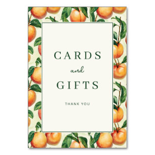 Whimsical Peach Illustration Border Table Number