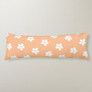 Whimsical Peach & White Floral Retro, Cheerful Body Cushion