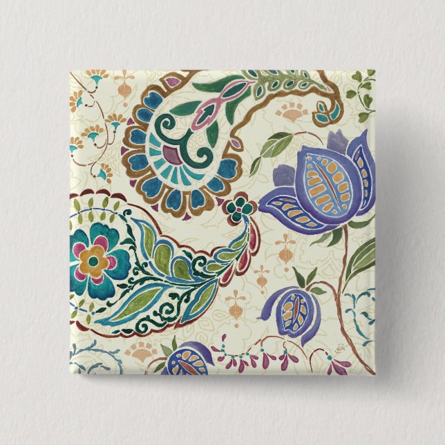 Whimsical Peacock 15 Cm Square Badge (Front)
