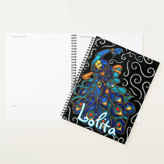 Whimsical Peacock Chalk Pastel Bird Personalised Planner (Display)