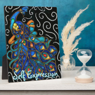Whimsical Peacock Chalk Pastel Bird Personalised Plaque