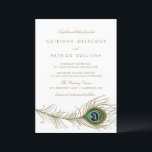 Whimsical Peacock Feather Art Deco Wedding Invitation<br><div class="desc">Make a lasting impression with this elegant customisable peacock feather wedding invitation. Featuring a peacock feather illustration and classic typography,  this elegant wedding invitation is ideal for weddings with vintage,  art deco,  or jewel-toned themes. Customise names,  dates,  wording,  fonts,  and colours to match your wedding vision.</div>