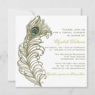 Whimsical Peacock Feather Bridal Shower Invitation