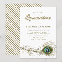 Whimsical Peacock Feather Quinceañera