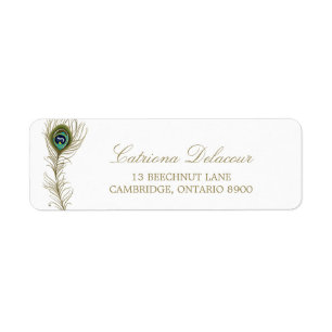 Whimsical Peacock Feather Return Address Label