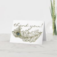 Whimsical Peacock Feather Thank You Card
