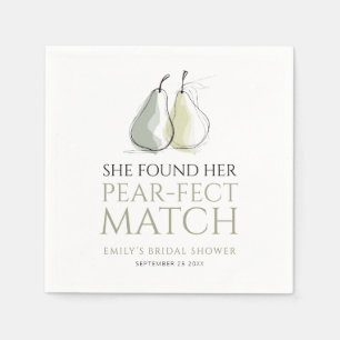 Whimsical Pears Pear-fect Match Bridal Shower Napkin