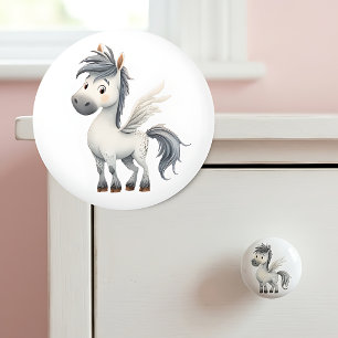 Whimsical Pegasus Ceramic Kids Room Knob
