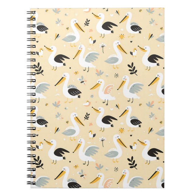 Whimsical Pelican Paradise Notebook (Front)