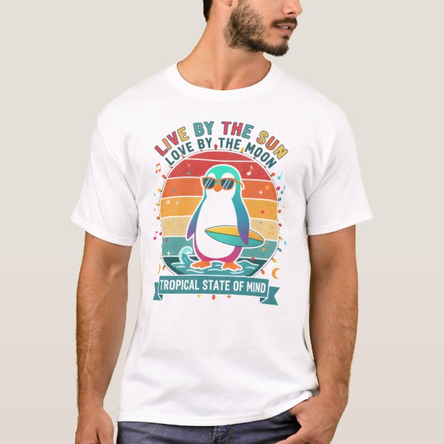 Whimsical Penguin Beachwear T-Shirt (Front)