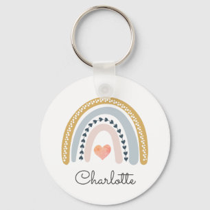 Whimsical Personalised Boho Rainbow  Key Ring