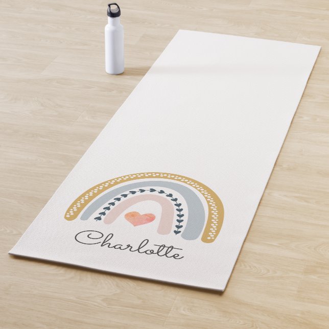 Whimsical Personalised Boho Rainbow  Yoga Mat (In Situ)