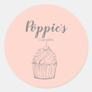 Whimsical Personalised Cupcake Round Stickers
