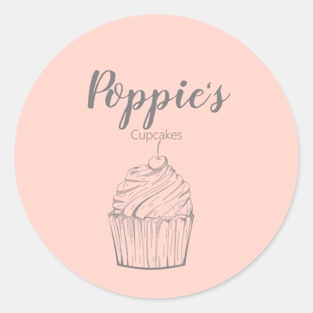 Whimsical Personalised Cupcake Round Stickers (Front)