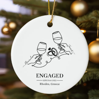 Whimsical Personalised Engagement Christmas Ceramic Tree Decoration