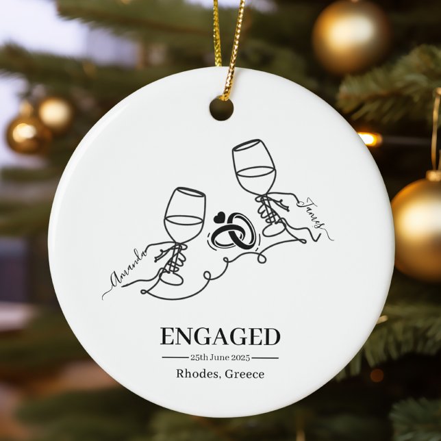 Whimsical Personalised Engagement Christmas Ceramic Tree Decoration (Creator Uploaded)