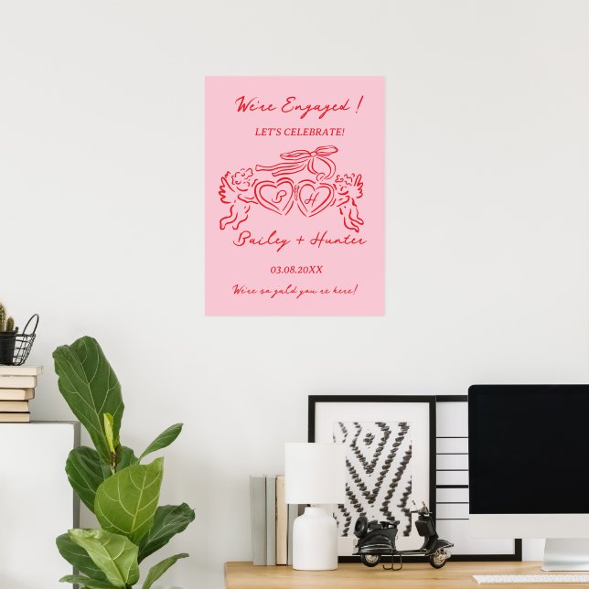 Whimsical Personalised Engagement couple Sign (Home Office)