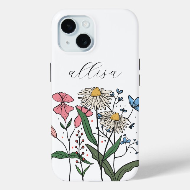Whimsical Personalised Floral Wildflower  Case-Mate iPhone Case (Back)
