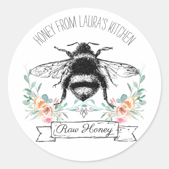 Whimsical Personalised Honey Bee Product Label (Front)