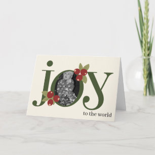 Whimsical Personalised JOY Floral Christmas Photo Card