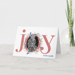Whimsical Personalised JOY Floral Christmas Photo Card