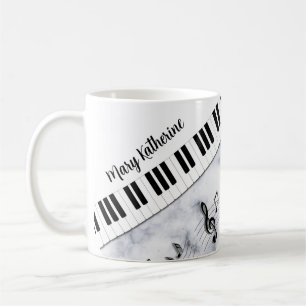 Whimsical Personalised Piano Keys Black White  Coffee Mug