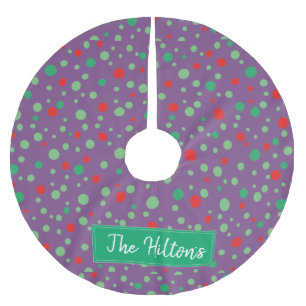 Whimsical Personalised Polka Dot Christmas Skirt Brushed Polyester Tree Skirt