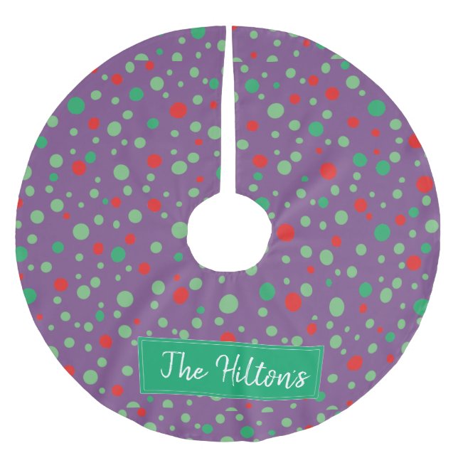 Whimsical Personalised  Polka Dot Christmas Skirt Brushed Polyester Tree Skirt (Front)