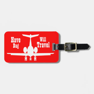 Whimsical Personalised Red Aeroplane Luggage Tag