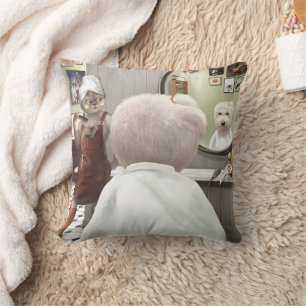 Whimsical Pet Barber Shop Cushion
