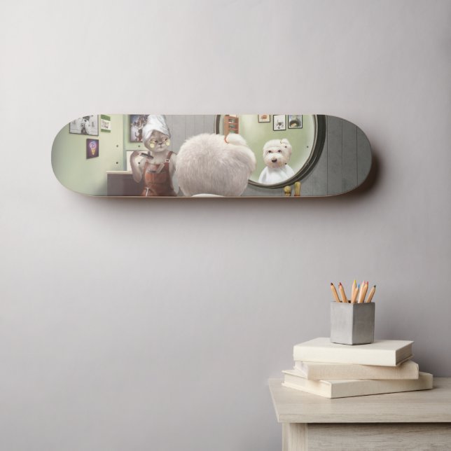 Whimsical Pet Barber Shop Skateboard (Wall Art (Horz))