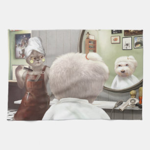 Whimsical Pet Barber Shop Tea Towel