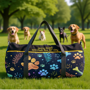 Whimsical Pet Print Travel Organizer Duffle Bag