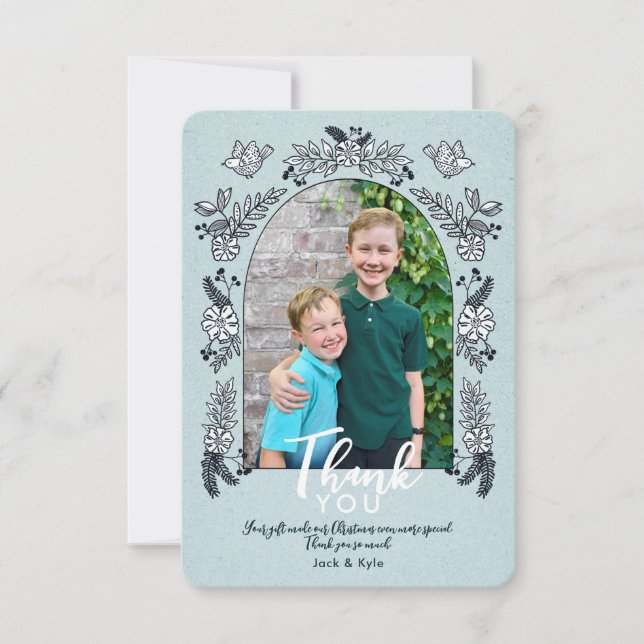 Whimsical Photo Arch Flowers Christmas Thank You C (Front)