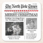 Whimsical Photo Collage Santa Christmas Photo Square Paper Coaster<br><div class="desc">Extra Extra read all about it. The North Pole Times brings you the latest and greatest news articles from the North Pole, Greetings to everyone with this loveable and fun way to send Merry Christmas and Happy Holidays greetings to you and yours. This design allows you to add so much...</div>