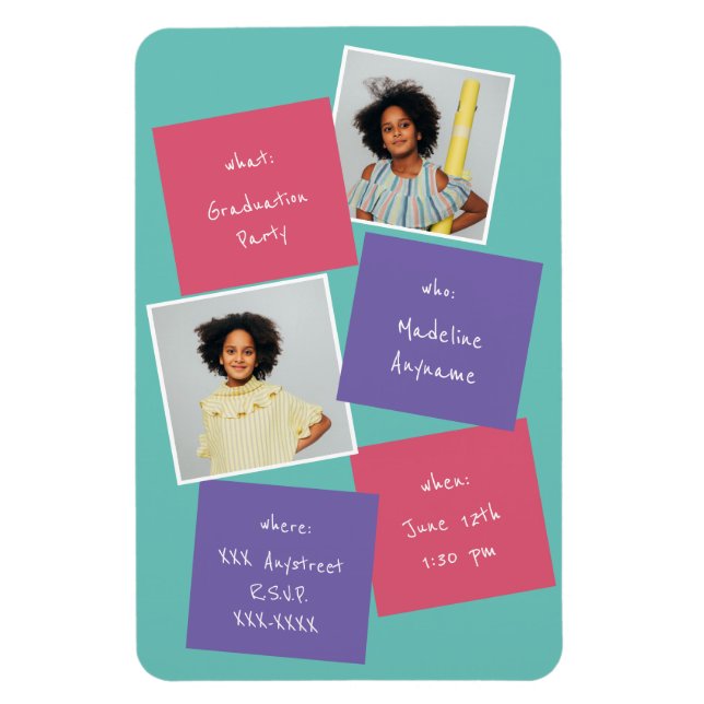 Whimsical Photo Graduation Invitation Lavender Magnet (Vertical)