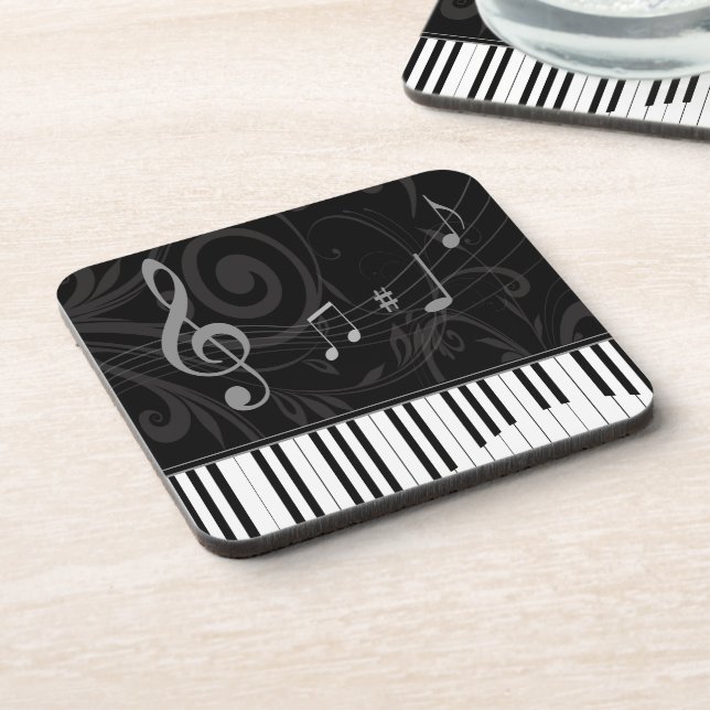 Whimsical Piano and Musical Notes Coaster (Left Side)
