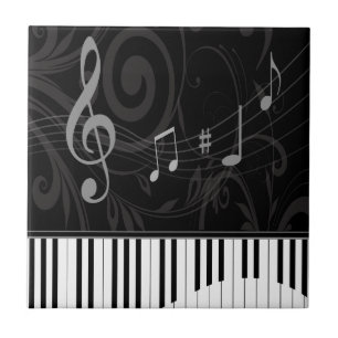 Whimsical Piano and Musical Notes Tile